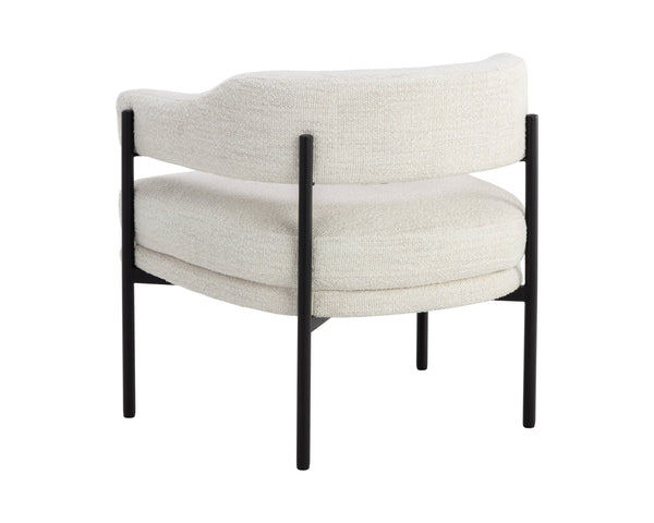 Sunpan Lola Lounge Chair - Contemporary Comfort with Elegant Curves and Matte Black Iron Frame Design Merino Pearl