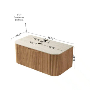 English Elm 36" Muri Oak Woodgrain Plywood Bathroom Vanity Cabinet with Soft Close Doors W2615P338024