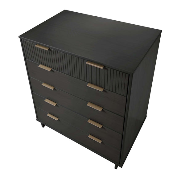 English Elm Granville 38" Charcoal Gray Chest With 5 Drawers - Stylish Solid Wood Storage For Modern Homes B365S00084
