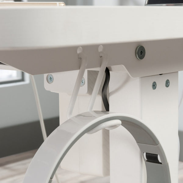 English Elm Sit/Stand Desk In Modern White Finish With Ergonomic Height Adjustment & Integrated Charging Options B356P402616-GIGA