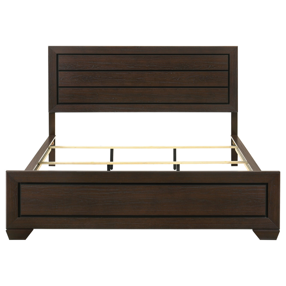 English Elm Villeparisis Dark Cocoa Panel Bed California King with Slatted Ventilation, Sturdy Modern Wood Grain Finish B062S00684