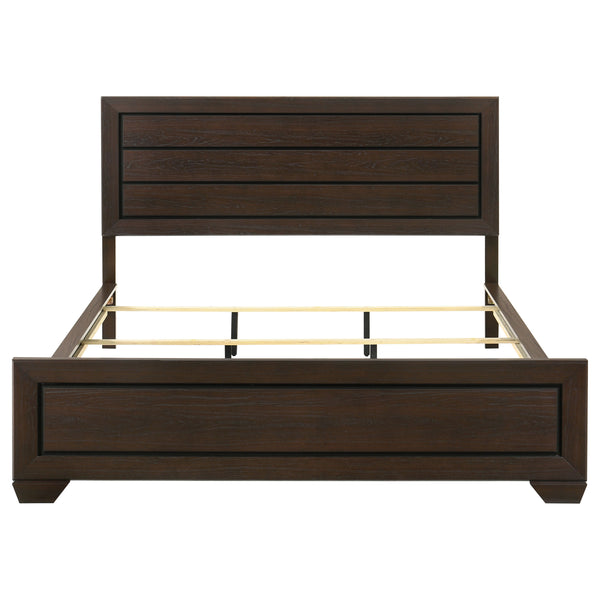 English Elm Villeparisis Dark Cocoa Panel Bed California King with Slatted Ventilation, Sturdy Modern Wood Grain Finish B062S00684