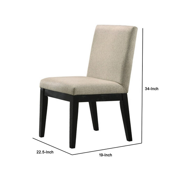English Elm 19 Inch Solid Wood Dining Chairs Set of 2 with Cushioned Beige Upholstered Backrest B056P416830