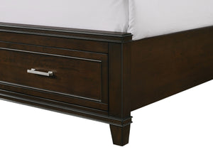 English Elm King Solid Wood Storage Bed with X Headboard, Poplar & Rubberwood Frame, Transitional Design Elegance Mahogany 84 L x 19.75 W x 17 H B2699S00032