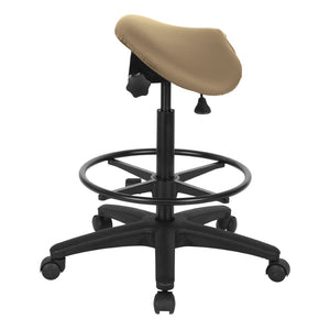 OSP Home Furnishings Backless Saddle Stool Ergonomic Pneumatic Height Adjustable Office Studio Task Seating Dillon Buff ST205-R104