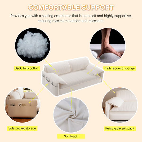 English Elm 66" Queen Pull Out Sofa Bed - Stylish 3-In-1 Convertible Velvet Loveseat With Storage & Wheels W1885S00221