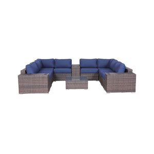 English Elm 12-Piece Outdoor Sectional Seating Group with Cushions — Fully Assembled HDPE Wicker, Rustproof Frame, Plush Comfort (6-Seater) B120S00173