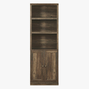 English Elm 1 Doors Bookshelf with USB Port and 3 Open Shelves — Space-Saving Storage Cabinet, Sturdy MDF Design Brown 50.59 L x 21.06 W x 10.63 H WF531476AAD