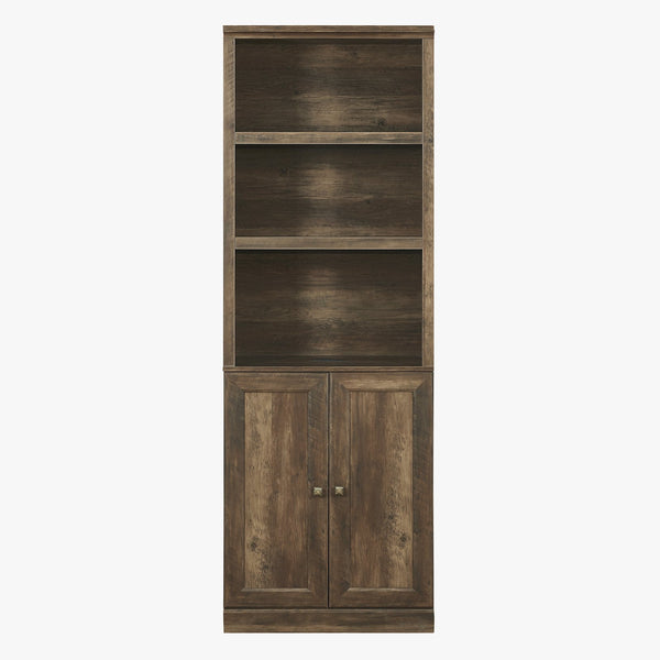 English Elm 1 Doors Bookshelf with USB Port and 3 Open Shelves — Space-Saving Storage Cabinet, Sturdy MDF Design Brown 50.59 L x 21.06 W x 10.63 H WF531476AAD