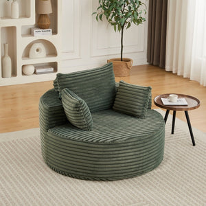 English Elm 50"l Corduroy Oversized Sleeper Chair with Neck Pillow Support for Lounge or Bedroom Green W834P405866