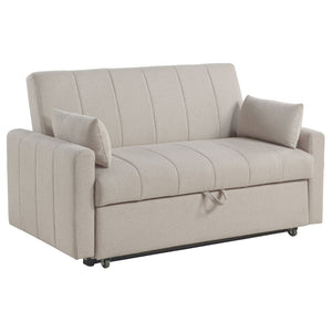English Elm Westwind Bouclé Channel Tufted Sleeper Sofa with Pull Out Bed for Guest Rooms Beige B062P451684