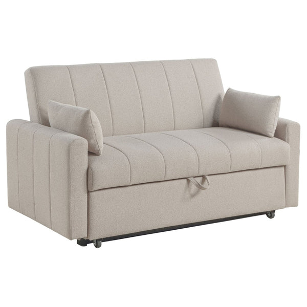 English Elm Westwind Bouclé Channel Tufted Sleeper Sofa with Pull Out Bed for Guest Rooms Beige B062P451684