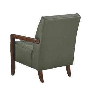 English Elm Modern Tufted Leather Accent Chair with Walnut Wood Frame, Upholstered Seat, Compact Stylish Design Green 28 L x 21 W x 25.75 H B011P271927