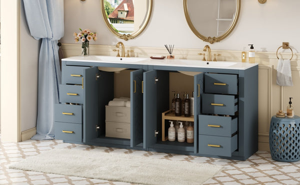English Elm 72'' Bathroom Vanity With Ceramic Sink - Stylish Freestanding Set, Solid Wood Frame, Ample Storage & Modern Design N710SS00015C