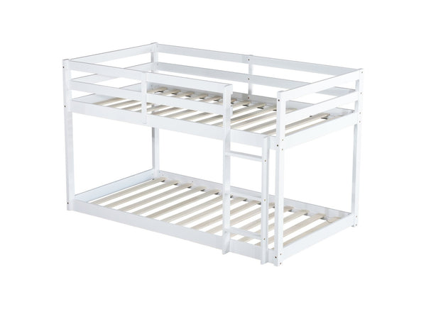 English Elm Solid Wooden Twin Over Twin Bunk Bed In White - Sturdy Rubberwood Frame With Reinforced Slats W504P191646-GIGA