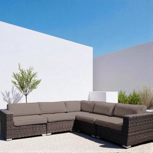 English Elm Fully Assembled Outdoor Sectional Sofa - L-Shaped, All-Weather Wicker, Plush Cushions, Uv Resistant B120S00106