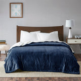 True North by Sleep Philosophy Ultra Soft Casual Plush Reverses to Berber Heated Blanket TN54-0402 Indigo