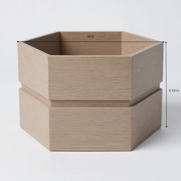English Elm Hexagon Aluminum Outdoor Planter Sculptural Terrace Pot with Rust Resistant Finish Brown Grey B2755P462202