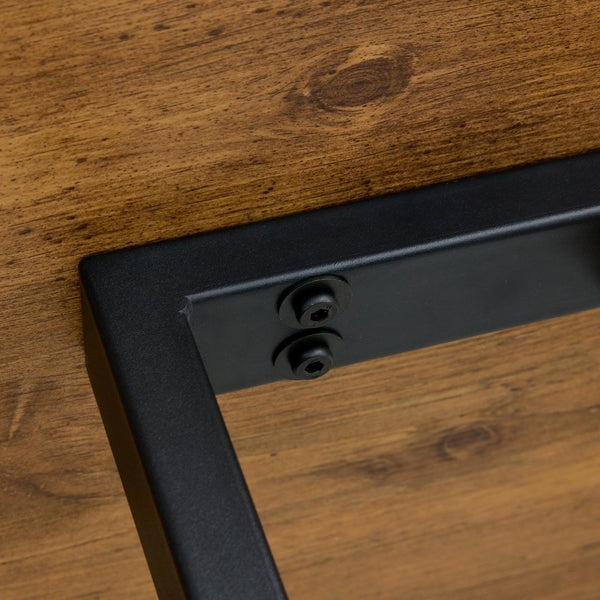 English Elm Table 67"X36" Modern Dining Set With 6 Ergonomic Brown Chairs & Stylish Black Metal Legs For Comfort W1151S01956-GIGA