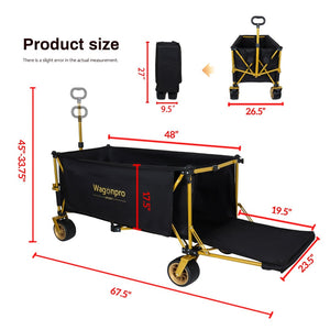 English Elm 67-1/2in Heavy Duty Beach Wagon All-terrain Wheels Foldable Tailgate 480lb Capacity W2932P349287