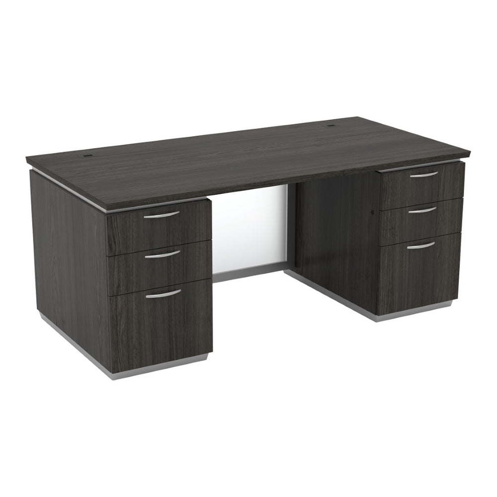 OSP Home Furnishings Tuxedo Executive Dual Pedestal Desk with Multi Drawer Storage for Professional Offices 72X36 TUXSGW-TYP2