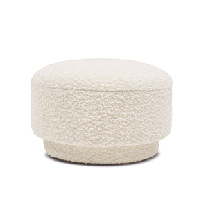 English Elm Jennifer Taylor Home - Fuji Cozy 15" Mushroom Footstool Ottoman in Ebony Bouclé Sherpa, Supportive Foam & Wood Frame (200 lb) White B2719P238426