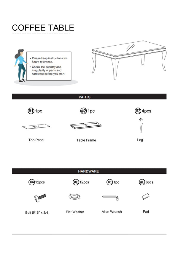English Elm Glam Stainless Steel Coffee Table with Beveled Tempered Glass Top and Elegant Cabriole-Style Legs Silver,White 55 L x 30 W x 4 H B011S01176