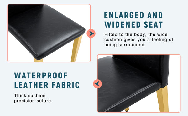 English Elm Set Of 4 Modern Black Pu Leather Backrest Chairs With Gold Metal Legs For Stylish Home Decor W3226P279074-GIGA