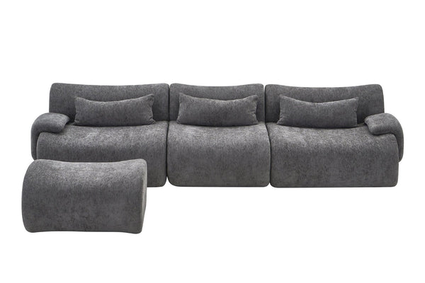 English Elm Boneless Curved Sofa 3 Seat Low Profile Streamlined Frame for Modern Living Rooms W3728S00009