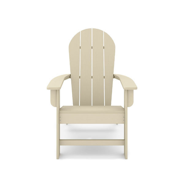 English Elm Adirondack Outdoor Chair Weatherproof Hdpe Fan Back Ergonomic Poolside Patio Lounger Beige B195P198780