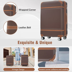 English Elm Hardshell Abs Spinner Luggage Set Four Piece Expandable Tsa Lock Travel Suitcases Brown N732P170218O