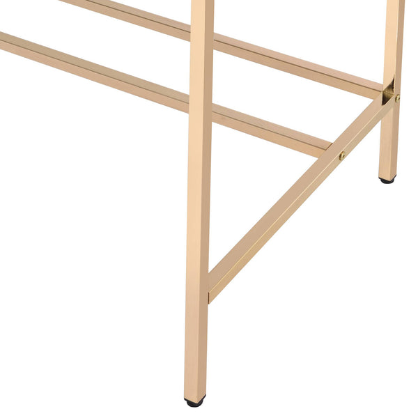 English Elm White White and Gold Writing Desk with USB Port, Sleek Rectangular Top, Gold Metal Open Base, Modern Home Office Chic B062P184553