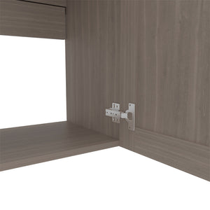 English Elm Utica Wall Cabinet with Mirrored Front and Clear Shelves for Modern Kitchens — Durable Engineered Wood Storage Beige B092P309178