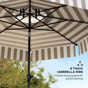 English Elm Outsunny 8.6 Ft Vented Patio Market Umbrella with Crank Tilt and Upf 30 Protection W2225P485589