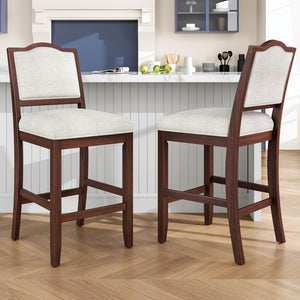 English Elm Counter Height Rubberwood Barstools Set of 2 Upholstered Seats for Kitchen Island Cherry N752P377070C