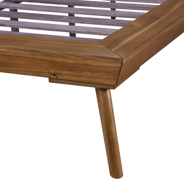 English Elm 1pc Queen Platform Bed Modern Upholstered Headboard in Dark Gray with Chestnut Wood Frame, Durable Design B011S01548