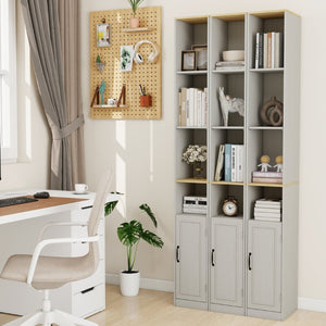English Elm 72" Slim Six-tier Freestanding Cabinet Antique White Finish for Bathroom or Hallway W282P412294