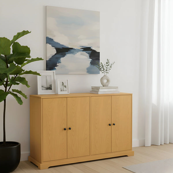 Alpine Furniture Griffin Oak Veneer Sideboard with Plinth Base for Dining and Living Spaces 838-06