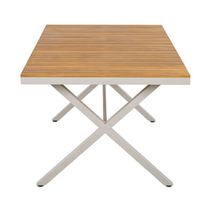 English Elm Teak Solid Wood Rectangular Outdoor Dining Table with Powder Coated Steel X Legs N770P385226B