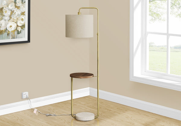 English Elm Lighting, 65"H arc floor lamp with ivory drum shade, sleek metal frame, 100W max, foot switch, modern ambiance Gold 17 L x 16 W x 28 H B2710P221311
