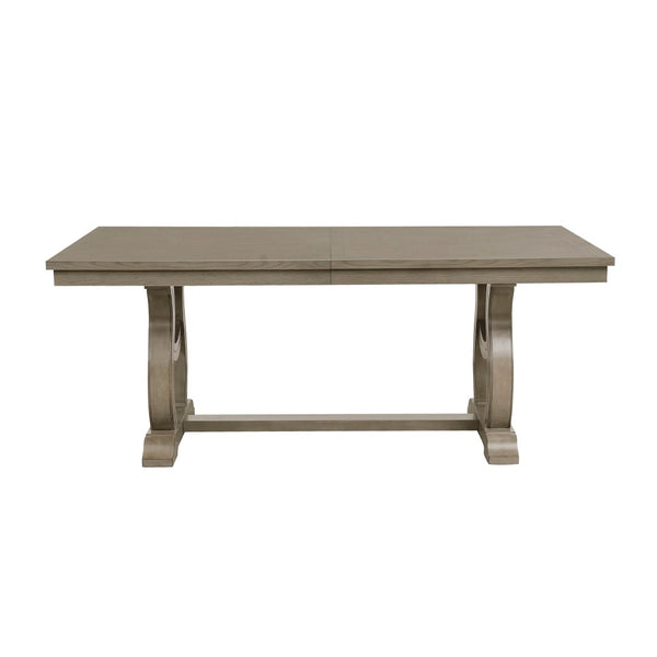 English Elm Classic Oak Veneer Trestle Dining Table Seats Eight with a Self-storing Leaf B011S02336