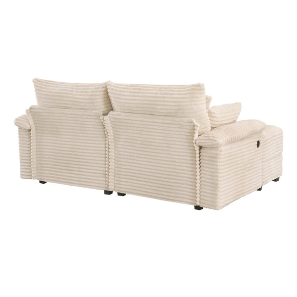 English Elm Double Chaise Sectional Sofa with Corduroy Upholstery Usb Charging and Storage Ottomans W2606P317518