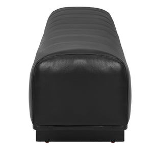 English Elm Indoor Channel Tufted Chenille Upholstered Bench Rubberwood Legs Entryway Dining Black N779P367309H