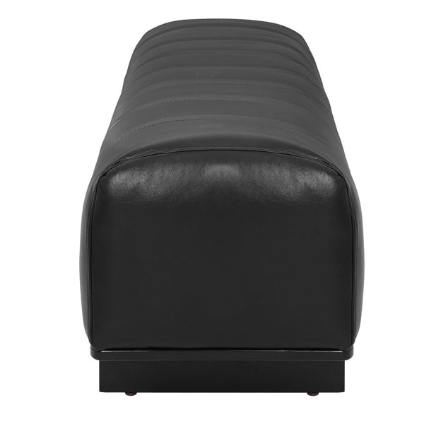 English Elm Indoor Channel Tufted Chenille Upholstered Bench Rubberwood Legs Entryway Dining Black N779P367309H