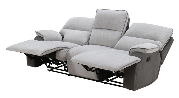 English Elm Steve Silver - Cyprus Plush Recliner Sofa Gray Two-Tone Cloud & Shadow Grey Fabric Pocketed Coil Memory Foam Comfort 85.5"L x 33.8"W x 29.5"H B081P157597