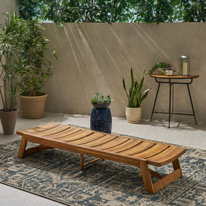 English Elm Christopher Knight Home® - Maki Chaise Lounge - Stylish Acacia Wood With Iron Accents, Adjustable Backrest For Ultimate Comfort 70998.00MP1