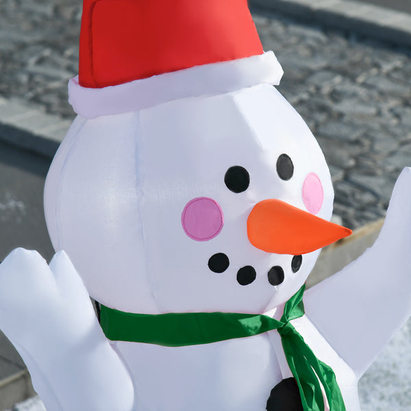English Elm HOMCOM Inflatable 6ft Snowman with Christmas Tree Lawn Decor, Bright LED Lights and Wind Stakes White W2225P249951