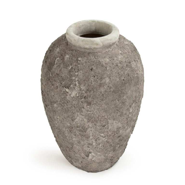 Zentique Distressed grey vase with hand‑distressed patina, polyresin sculpted silhouette for rustic modern décor W11 x H17 x D11 8383L A717