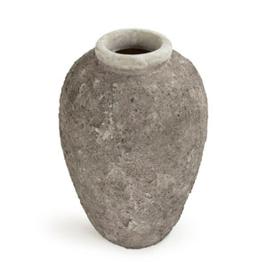 Zentique Distressed grey vase with hand‑distressed patina, polyresin sculpted silhouette for rustic modern décor W11 x H17 x D11 8383L A717