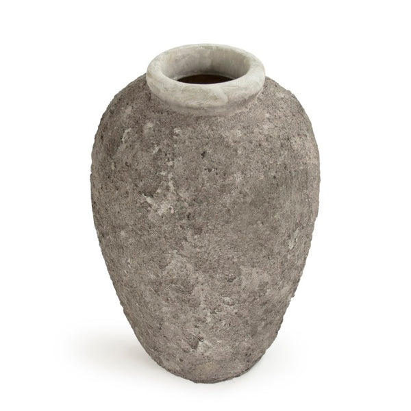 Zentique Distressed grey vase with hand‑distressed patina, polyresin sculpted silhouette for rustic modern décor W11 x H17 x D11 8383L A717